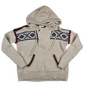 Madewell Fair Isle Hooded Sweater Size Small Alpaca